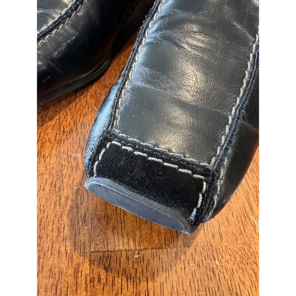 Paul Green Black Leather Slip On Loafers Square Toe Dress‎ Shoes Size 6 - Picture 6 of 10